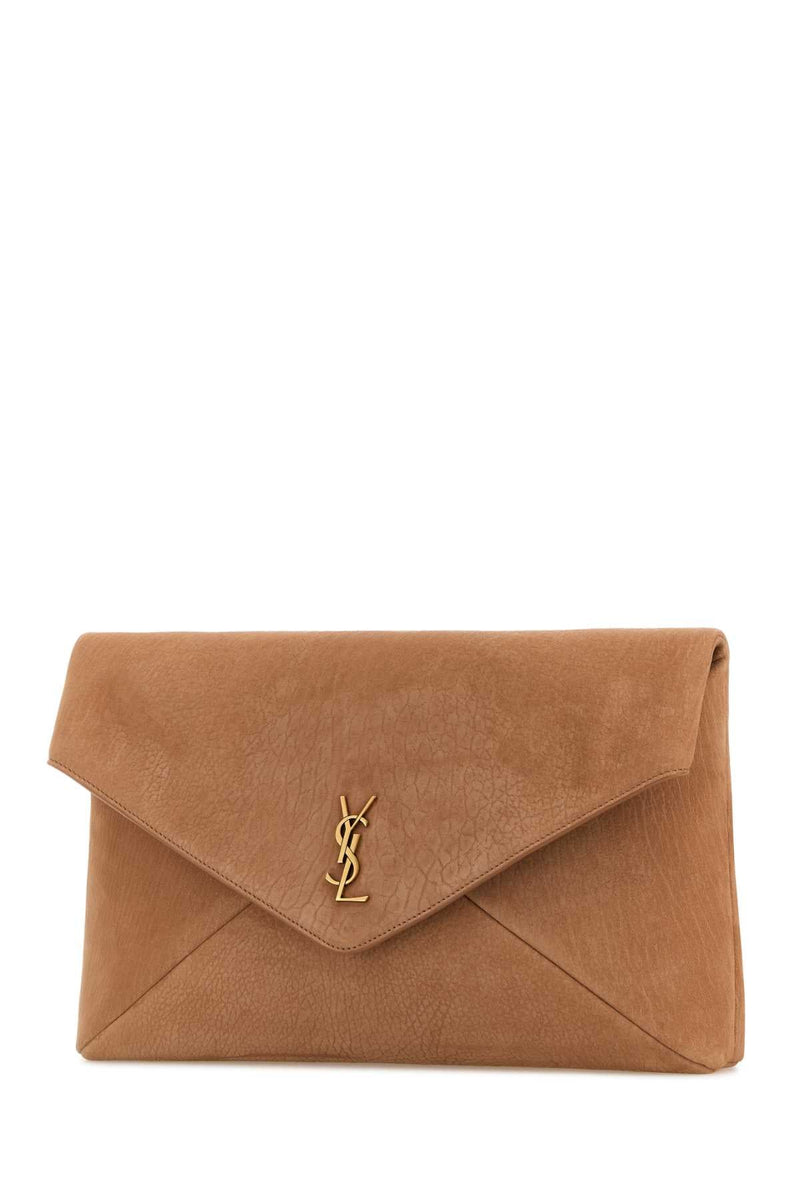 Saint Laurent Envelope Clutch — Beige
