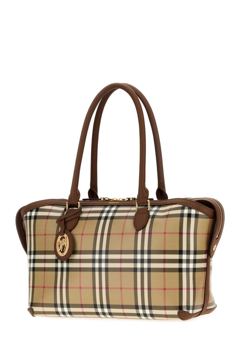 Burberry Vintage Nova Check Tote Bag — Beige