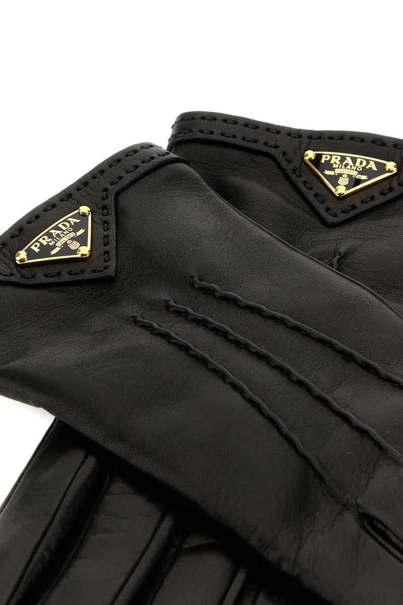Prada Nappa Leather Gloves — Black Agnello