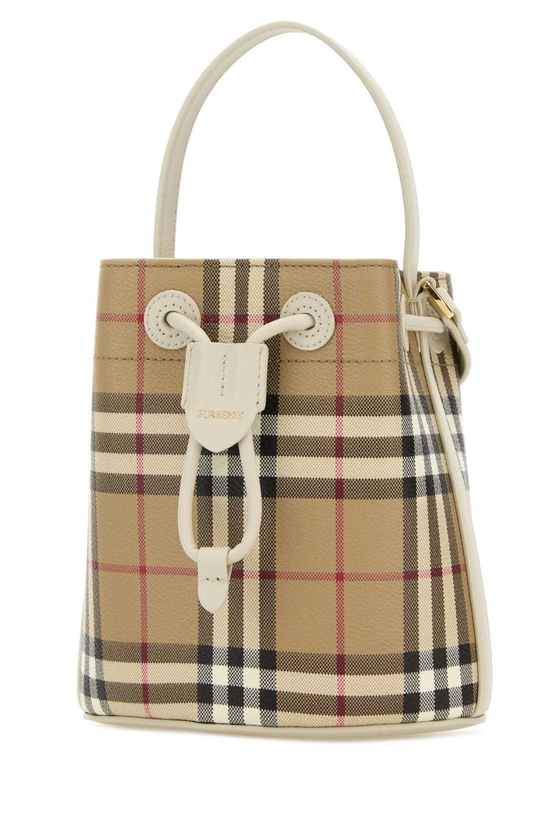 Burberry Drawstring Bucket Bag — Beige