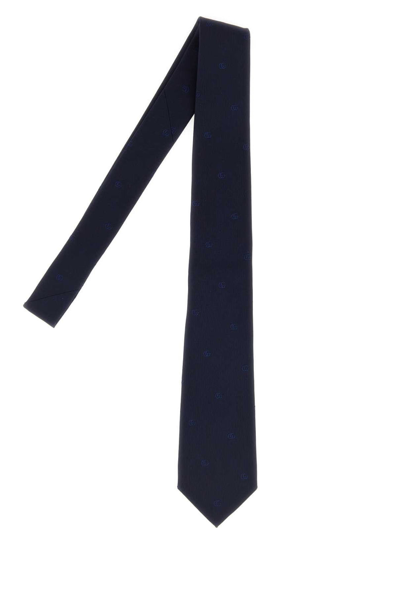 Gucci Running Necktie — Navy Silk Fabric Neckties