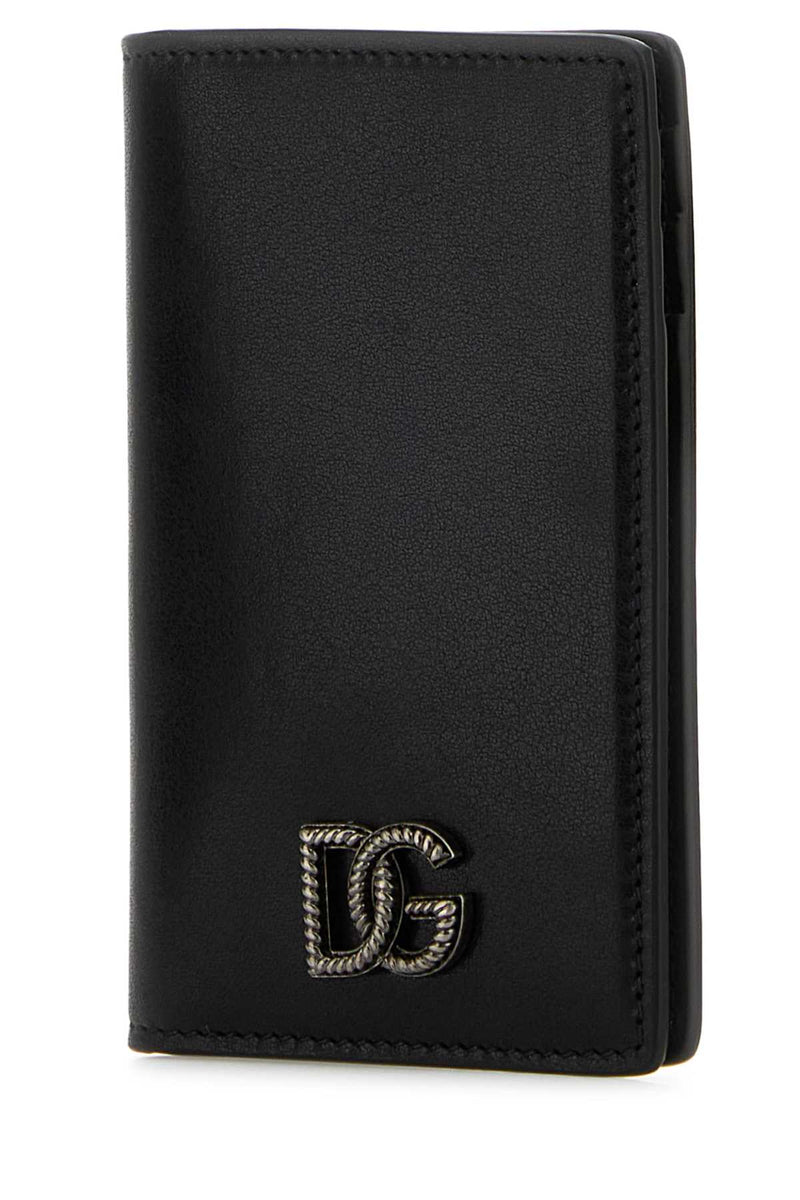 Dolce & Gabbana Leather Card Holder Wallet — Black Vitello
