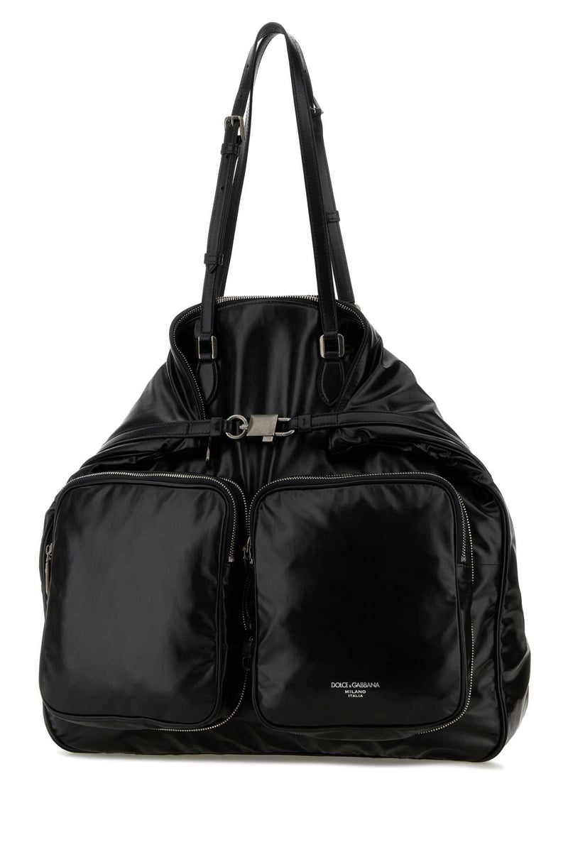 Dolce & Gabbana Vitello Leather Shoulder Bag — Black