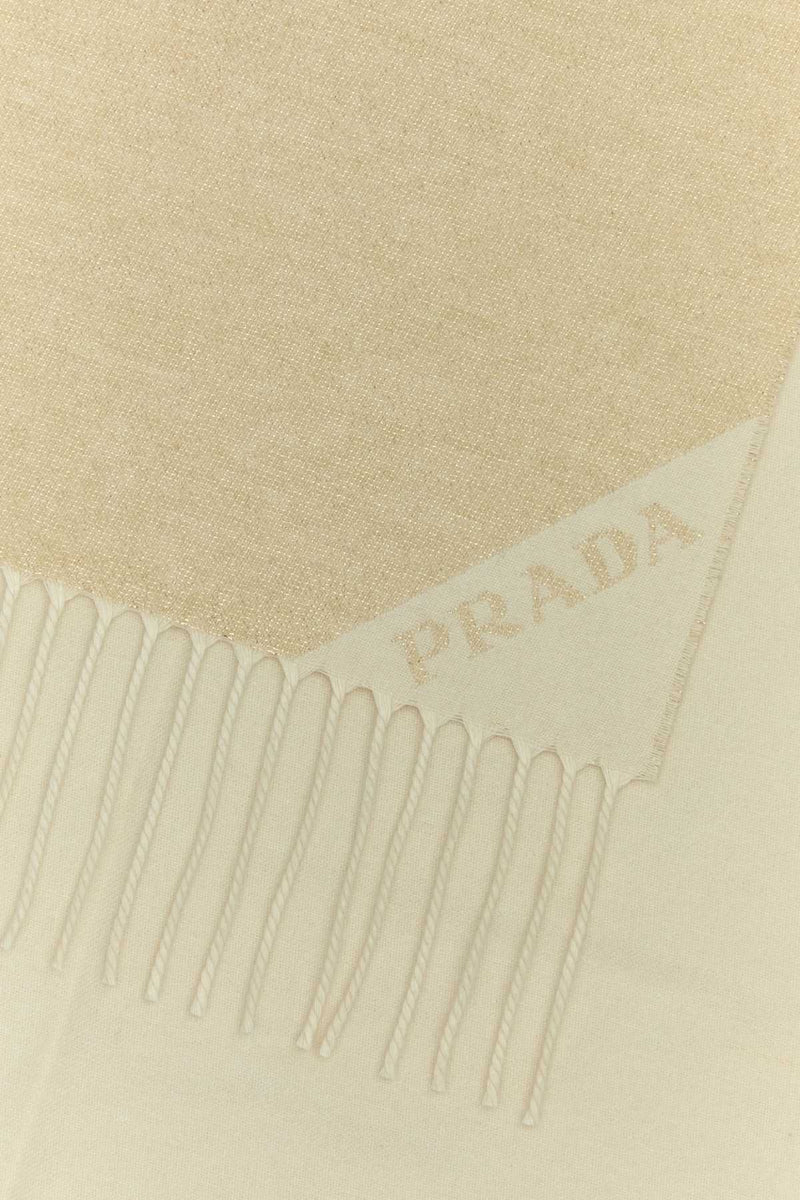 Prada Silk-Cashmere Blend Scarf — Beige Scarfs