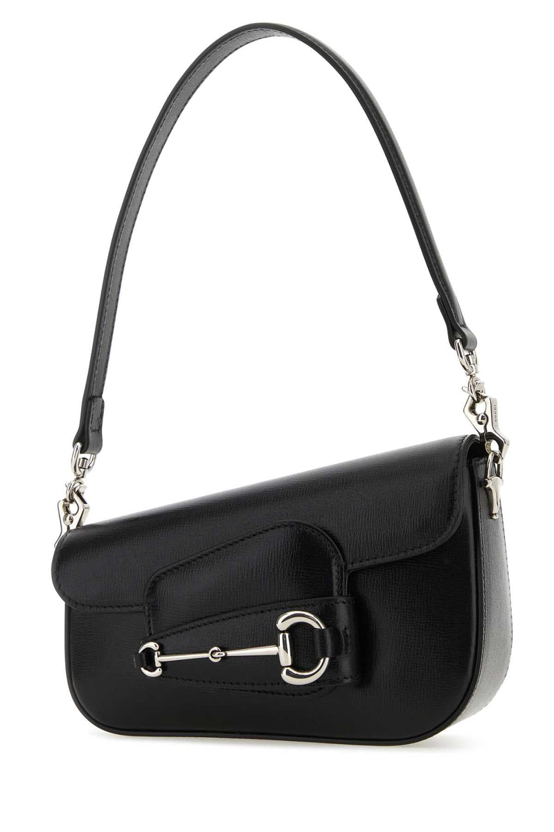Gucci Horsebit-Hardware Fabric Shoulder Bag — Black