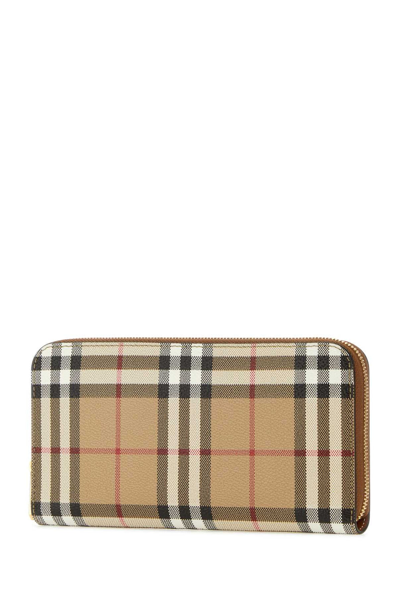 Burberry Plaid Canvas Wallet — Beige