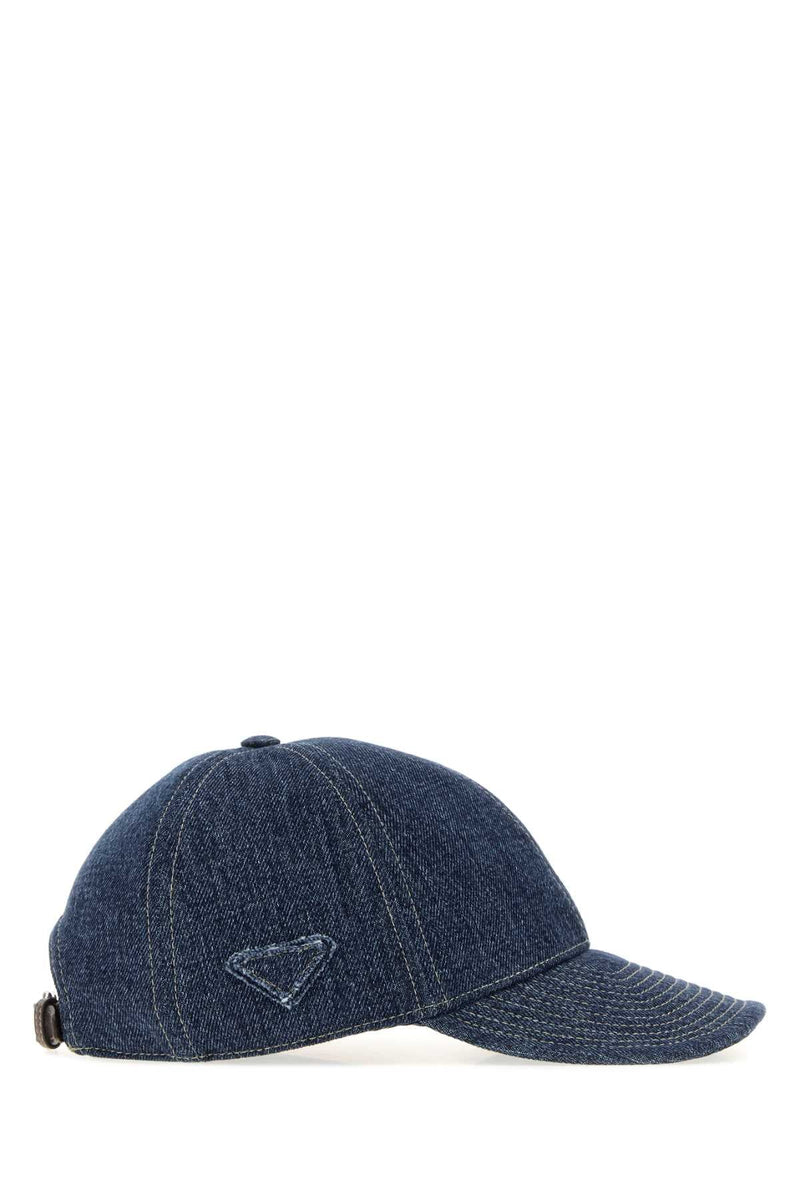 Prada Hat Denim Baseball Cap — Navy Exterior: Cotton Caps