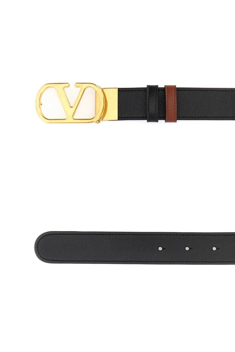 Valentino Garavani Vlogo Leather Belt — Black