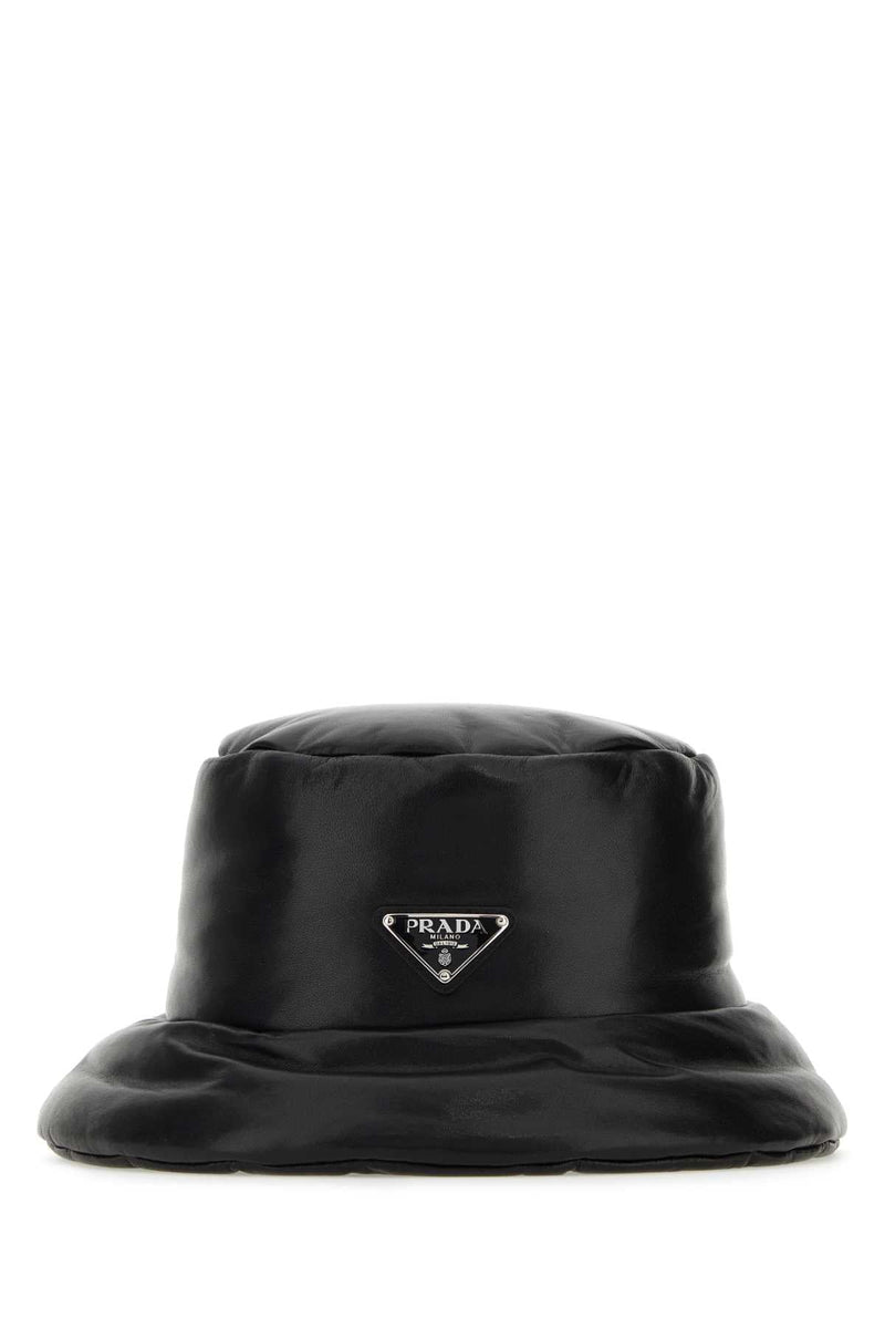 Prada Nappa Leather Padded Bucket Hat — Black Agnello