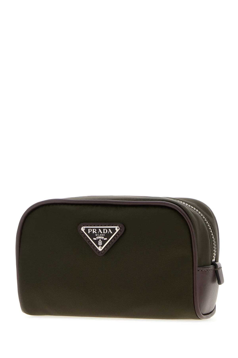 Prada Fabric Beauty Case Travel Wallet — Olive Green