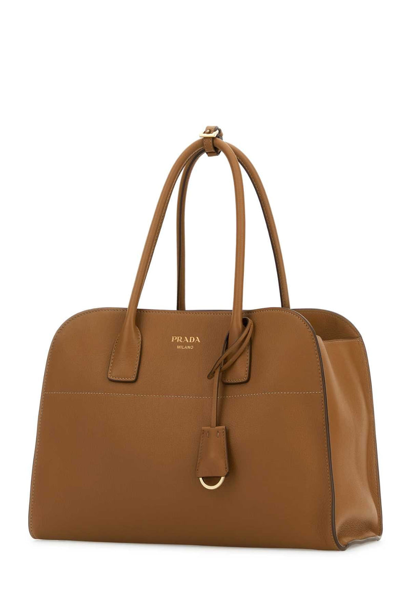 Prada Vitello Leather Shoulder Bag — Brown