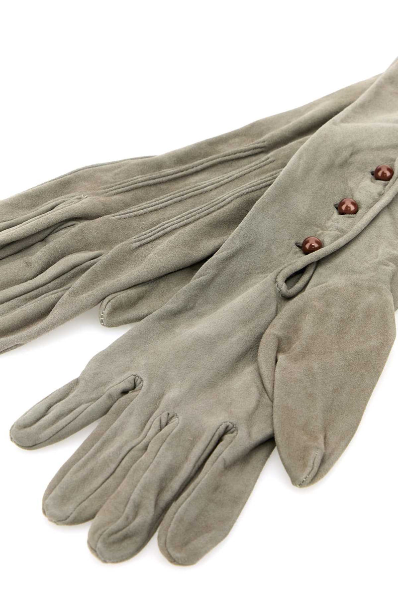 Prada Suede Long Gloves — Gray Agnello