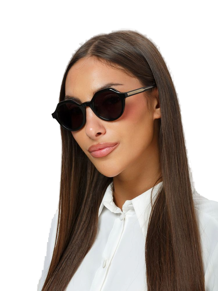 Zadig & Voltaire Szv453 Round Acetate Sunglasses — Black