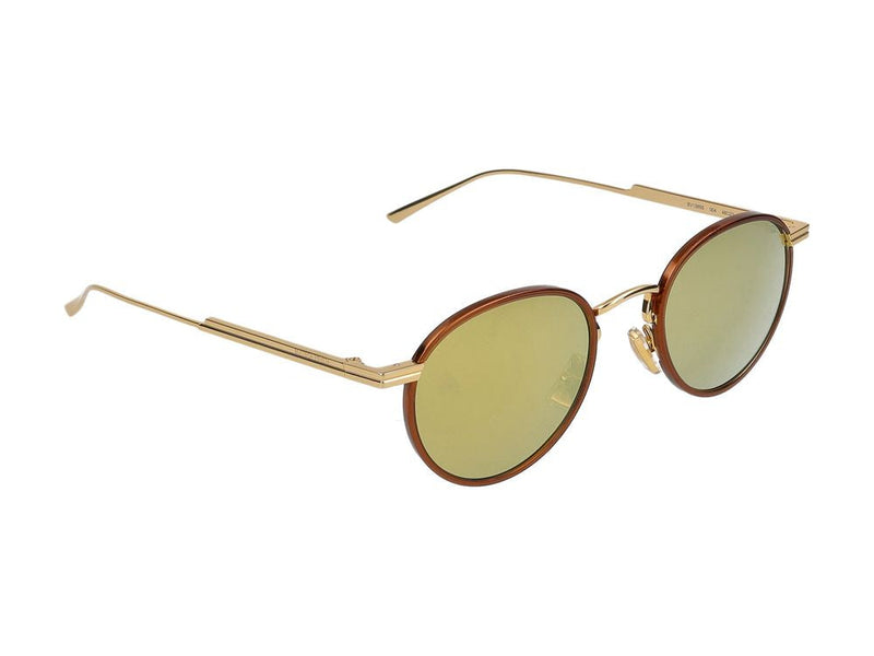 Bottega Veneta Bv1389s Round Metal Frame Sunglasses — Gold