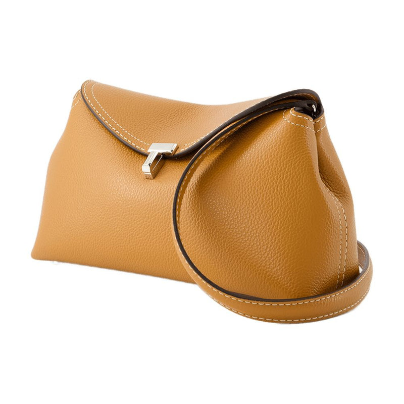 Toteme T Lock Clutch — Brown Calfskin