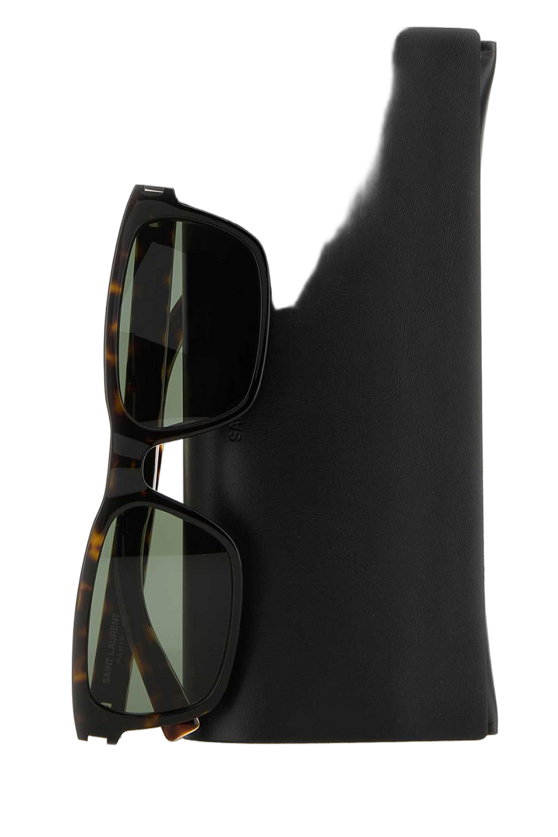 Saint Laurent 779827y9960 Acetate Rectangle Sunglasses — Brown Exterior