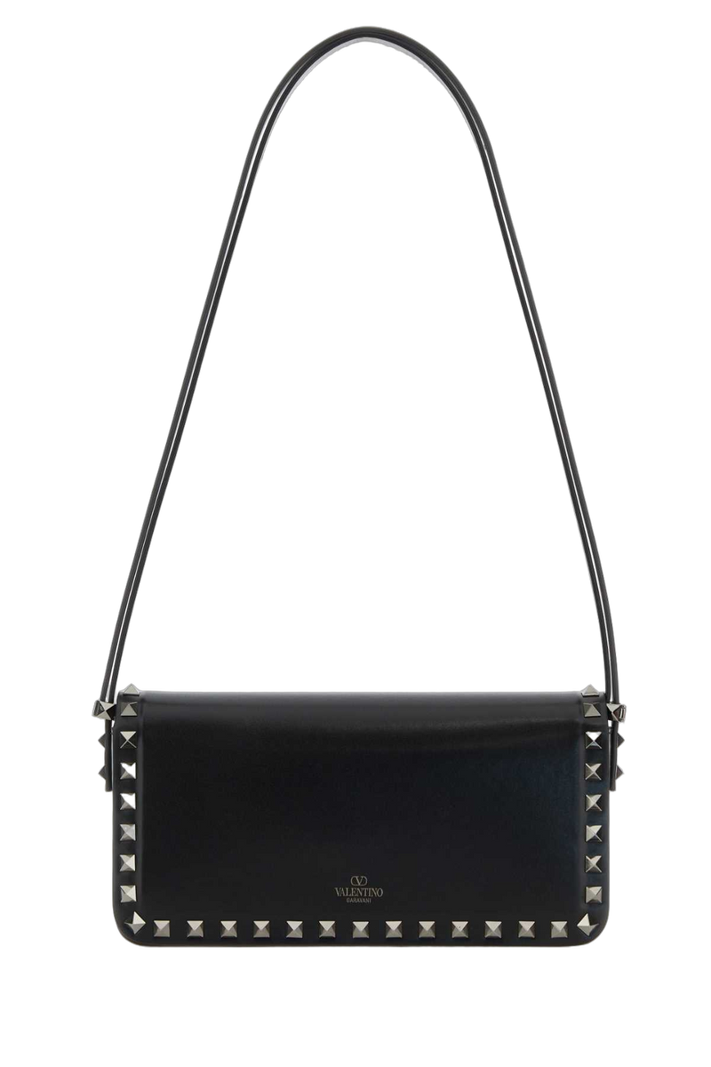 Valentino Garavani Rockstud-Embellished Leather Shoulder Bag — Black