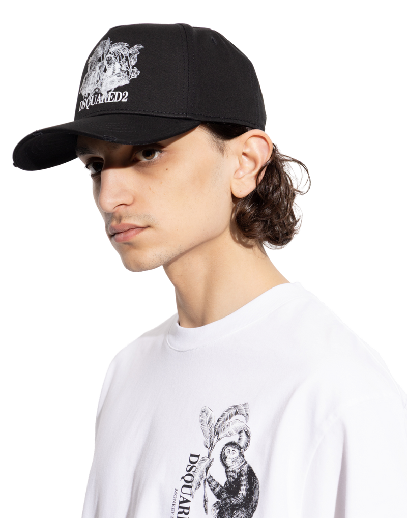 Dsquared2 Bcm098205c000012124 Logo-Embroidered Baseball Cap — Black Cotton Caps