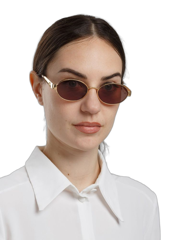 Ana Hickmann Ah3341 Metal Frame Oval Sunglasses — Gold