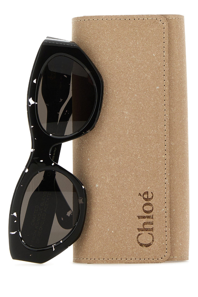 Chloé Ch0220s Crystal-Embellished Cat-Eye Sunglasses — Black Acetate Frame
