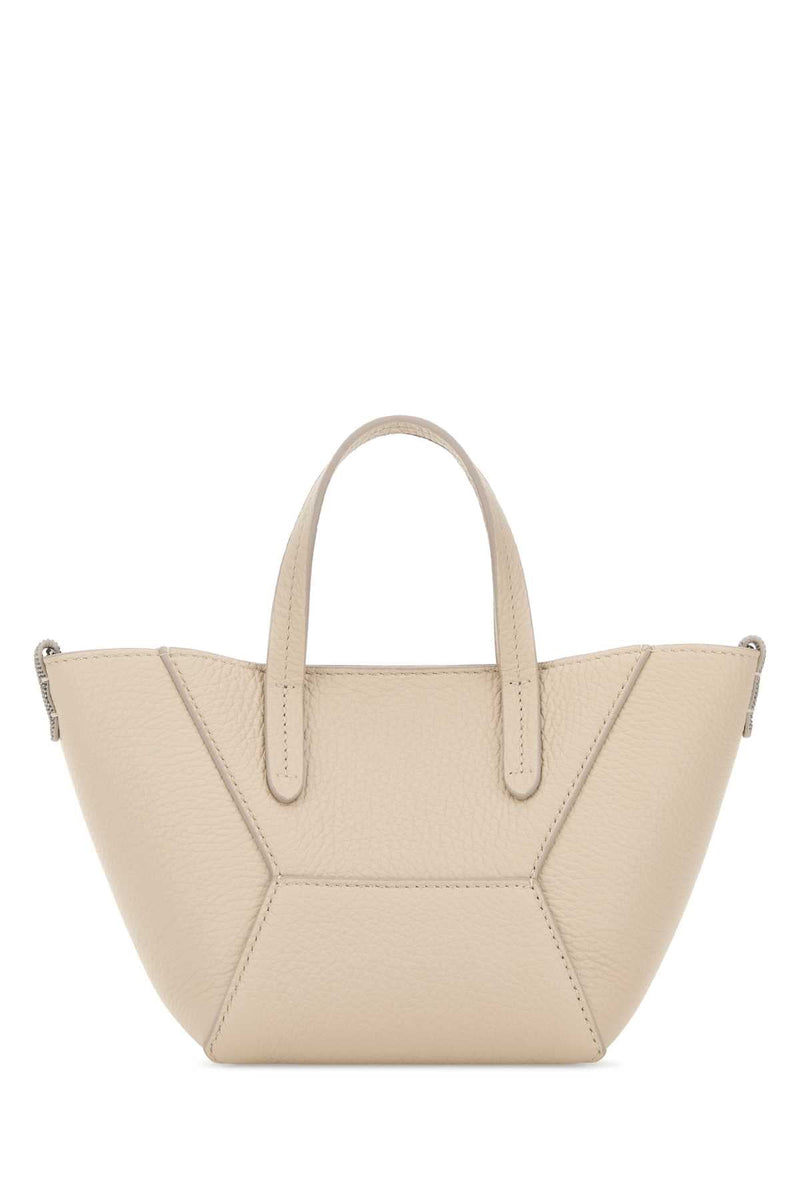 Brunello Cucinelli Leather Tote Bag — Beige