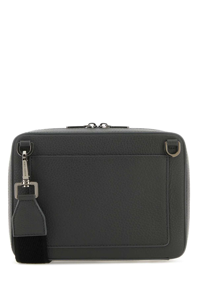 Dolce & Gabbana Quilted Deer Leather Shoulder Bag — Gray