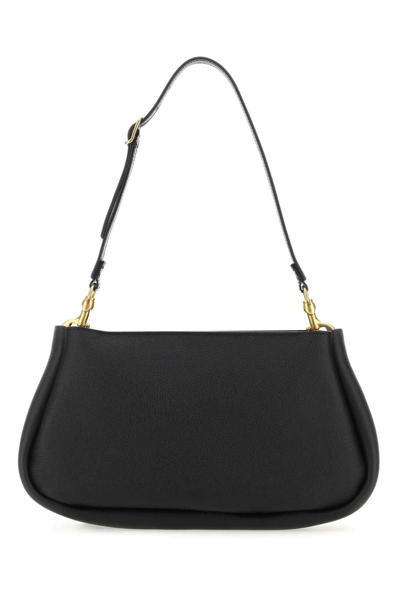 Chloé Pleated Leather Shoulder Bag — Black