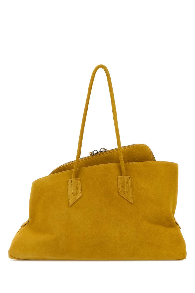 The Attico Suede Shoulder Bag — Yellow