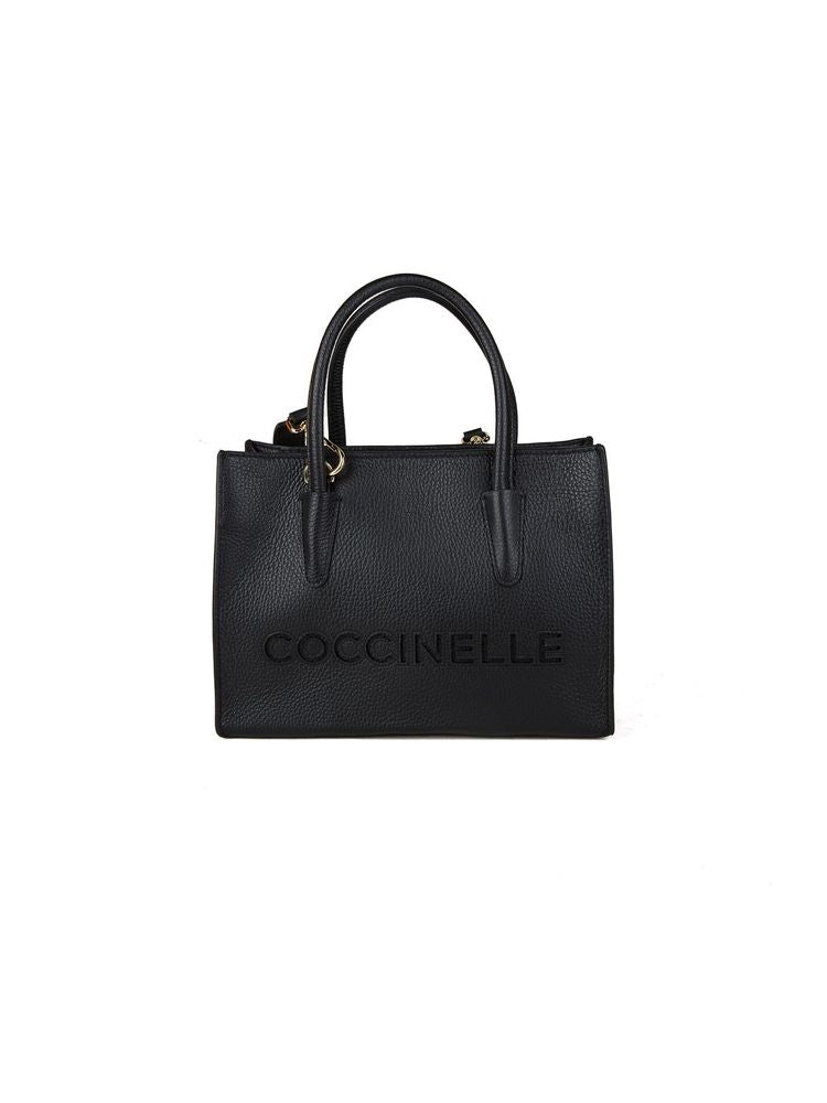 Coccinelle Grained Cowhide Tote Bag — Black
