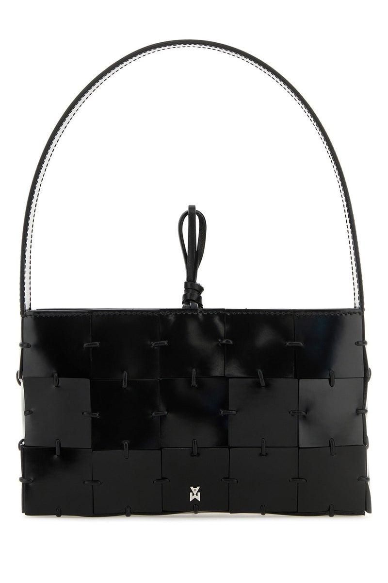 Amina Muaddi Mina Shoulder Bag — Black Leather