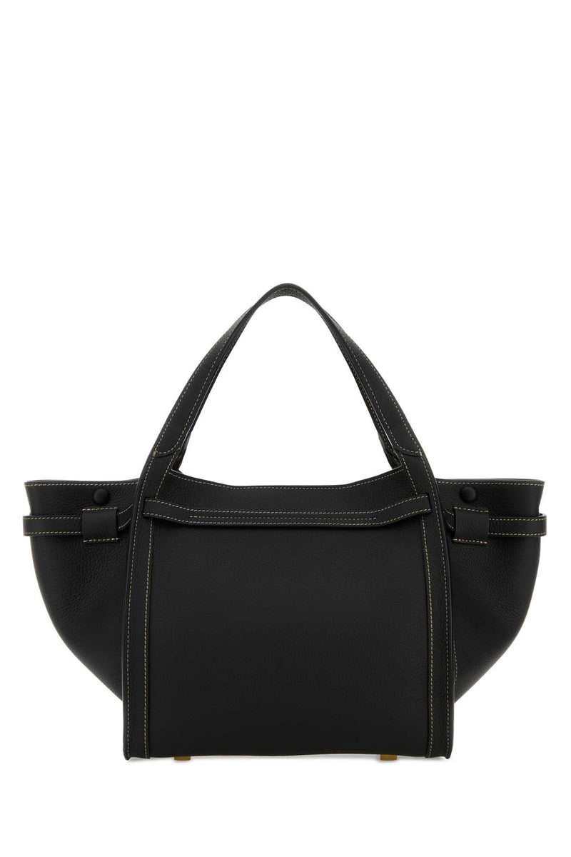 Tods Leather Top Handle Shoulder Bag — Black