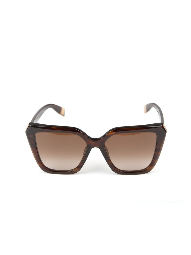 Furla Sfu978 Glossy Brown Striped Havana Acetate Sunglasses —