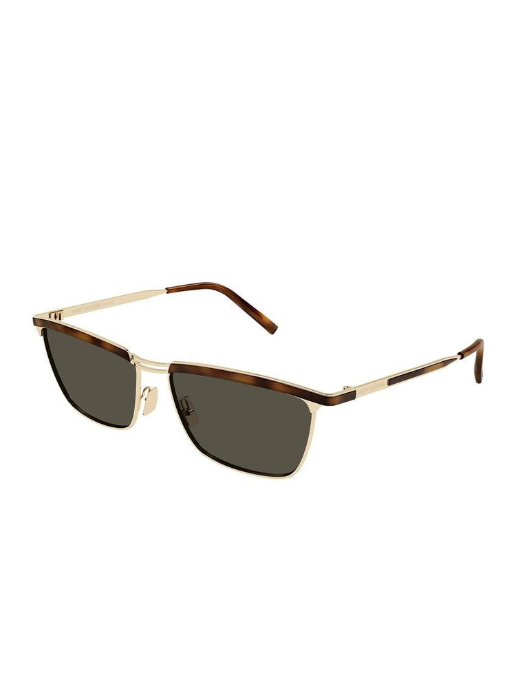 Saint Laurent Sl Metal Rectangle Frame Sunglasses — Havana