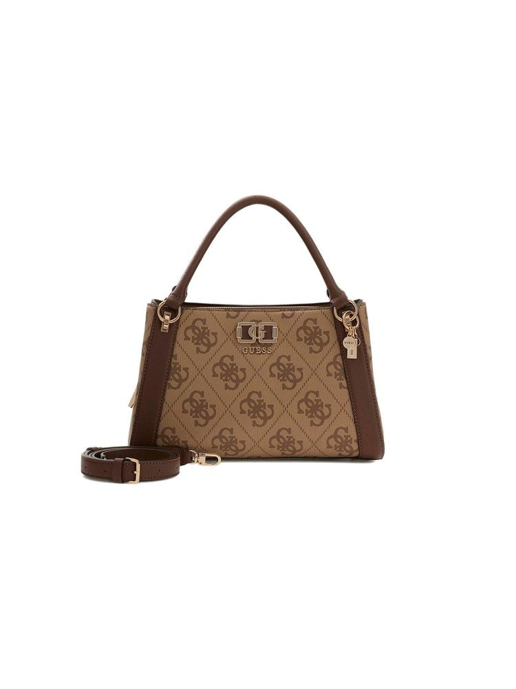 Guess Logo-Print Polyurethane Shoulder Bag — Brown