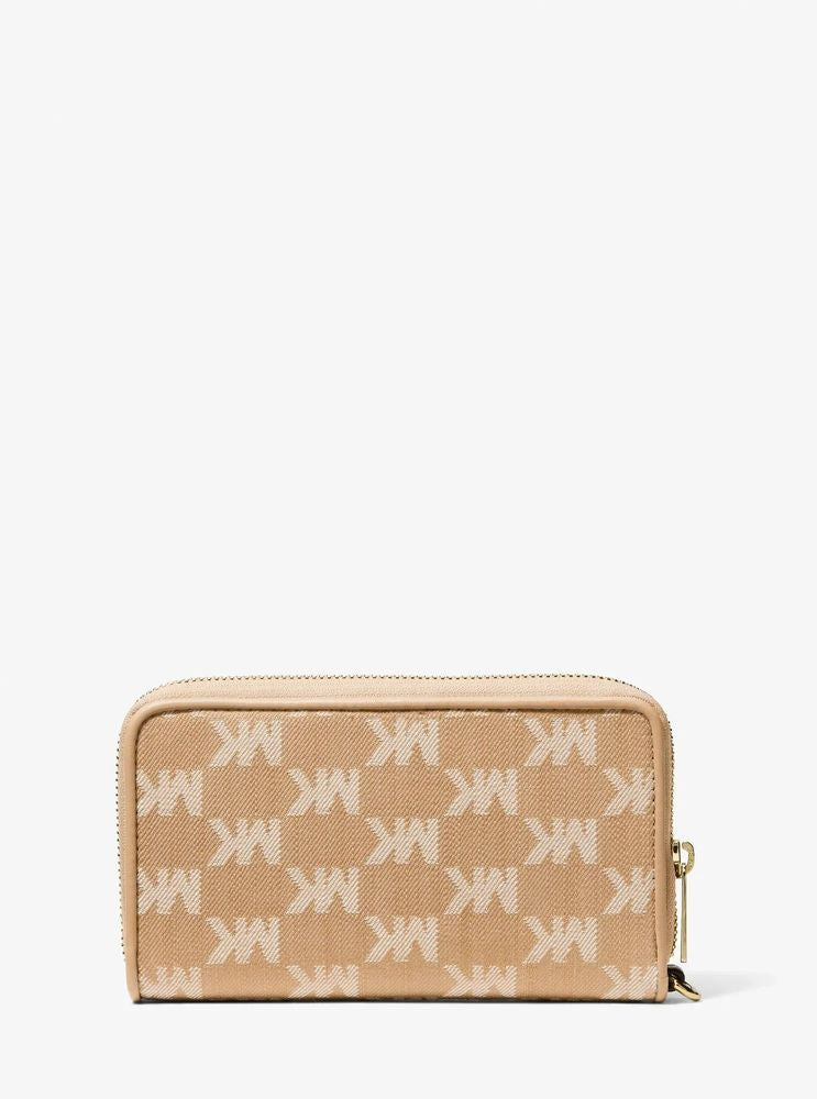 Michael Kors Logo-Monogram Jacquard Wallet — Camel Cotton
