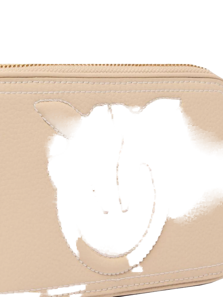 Pinko Carrie Crossbody Bag — Beige Sheep Leather