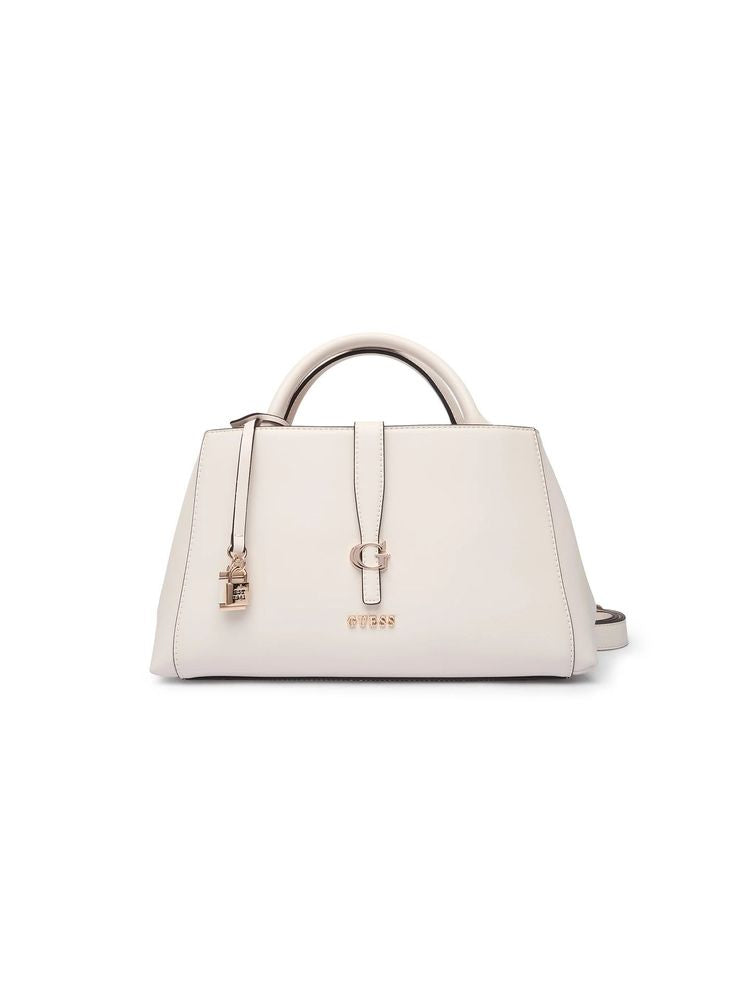 Guess Structured Polyurethane Top Handle Bag — Beige