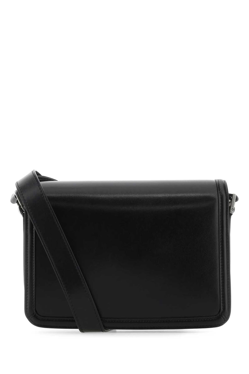 Saint Laurent Ysl Logo Leather Shoulder Bag — Black