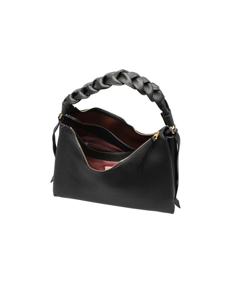 Coccinelle Boheme Grana Top Handle Bag — Black Cowhide