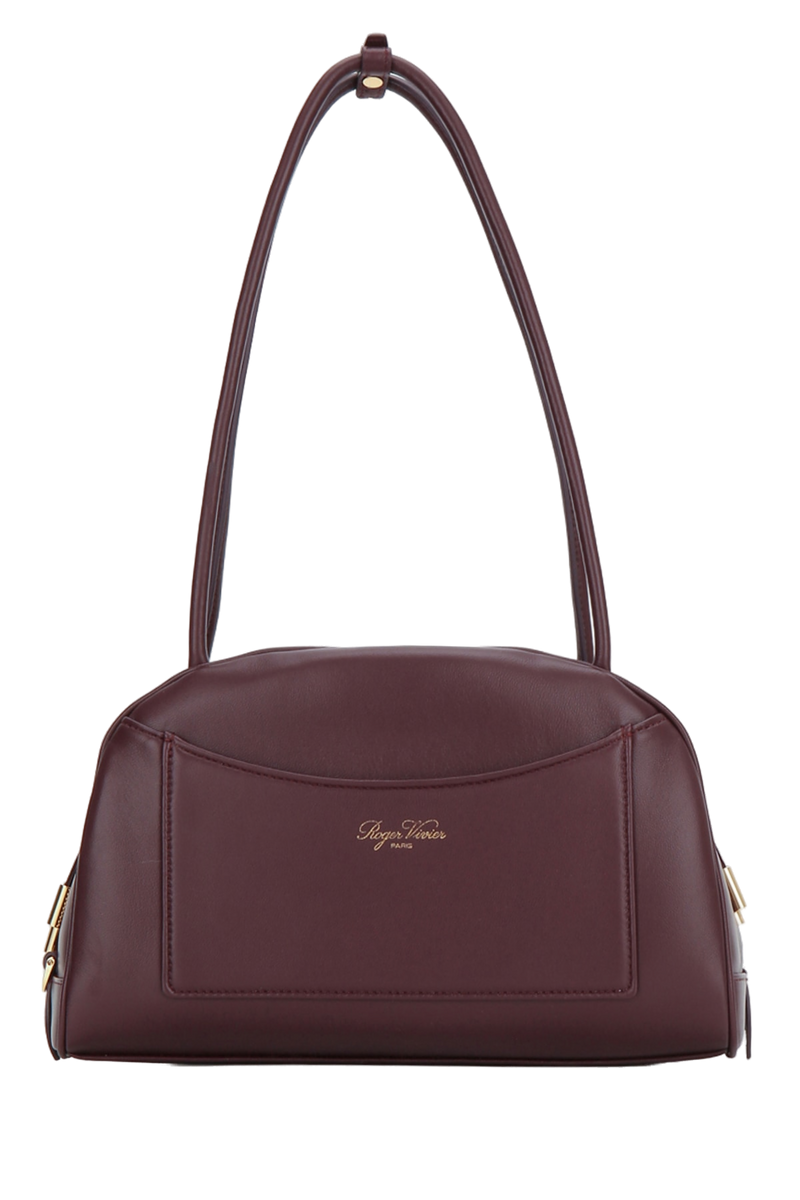 Roger Vivier Quilted Rose Motif Shoulder Bag — Burgundy