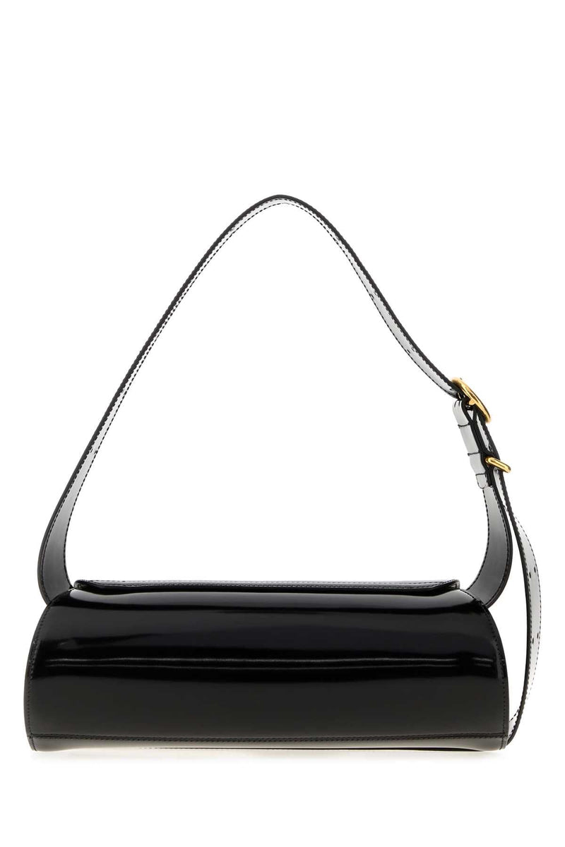 Jil Sander Patent Calfskin Shoulder Bag — Black