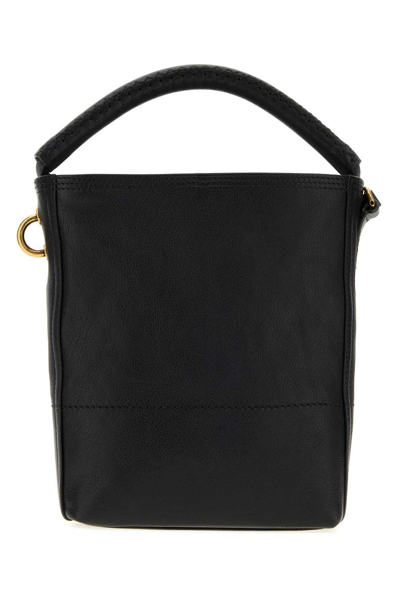 Burberry Calf Leather Top Handle Bag — Black