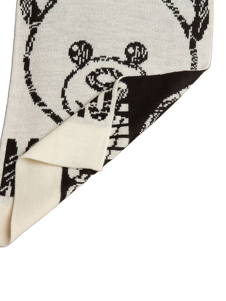 Moschino Logo-Graphic Wool Blend Scarf — White Scarfs