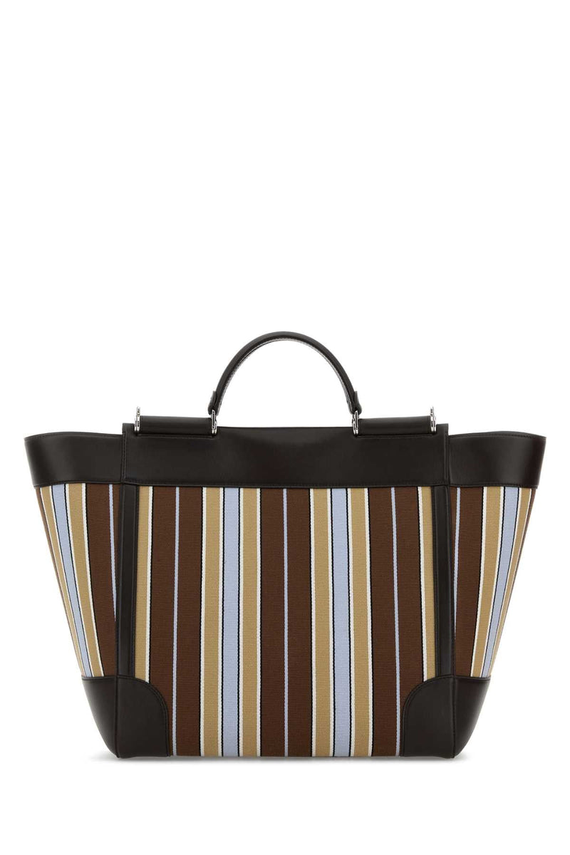 Dolce & Gabbana Striped Canvas Top Handle Bag — Black