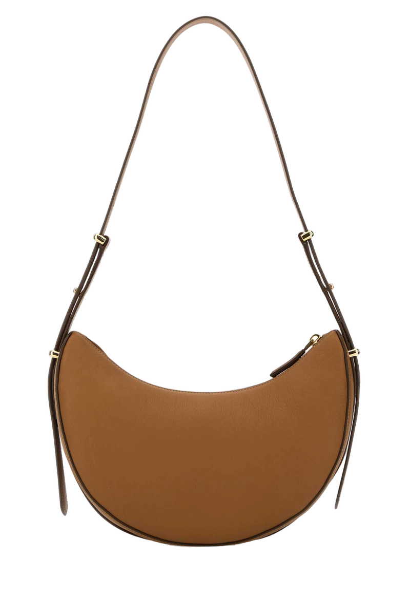Prada Crescent Leather Shoulder Bag — Brown