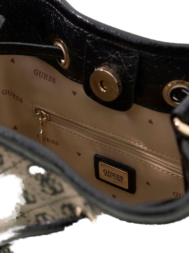 Guess Samantha Mini Bucket Bag — Black Polyester