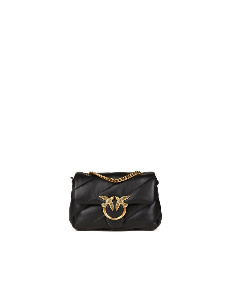 Pinko Love Puff Crossbody Bag — Black Lamb Leather