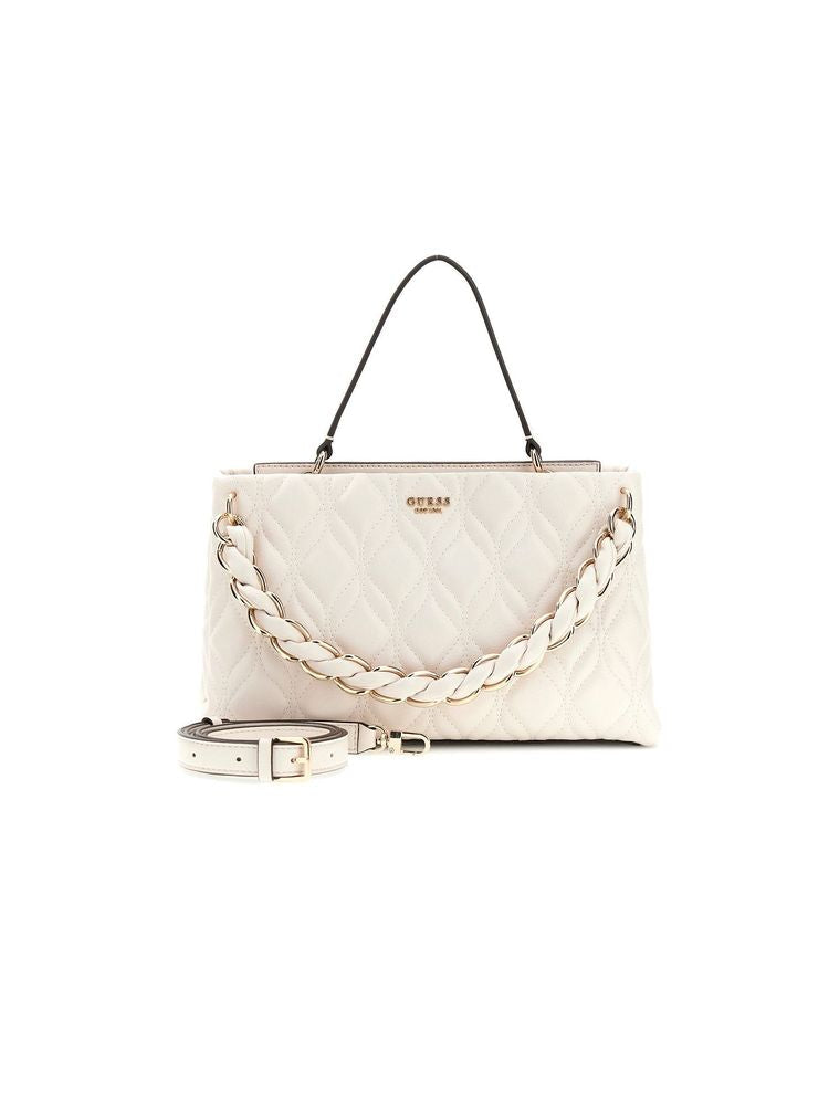 Guess Quilted Polyurethane Shoulder Bag — White