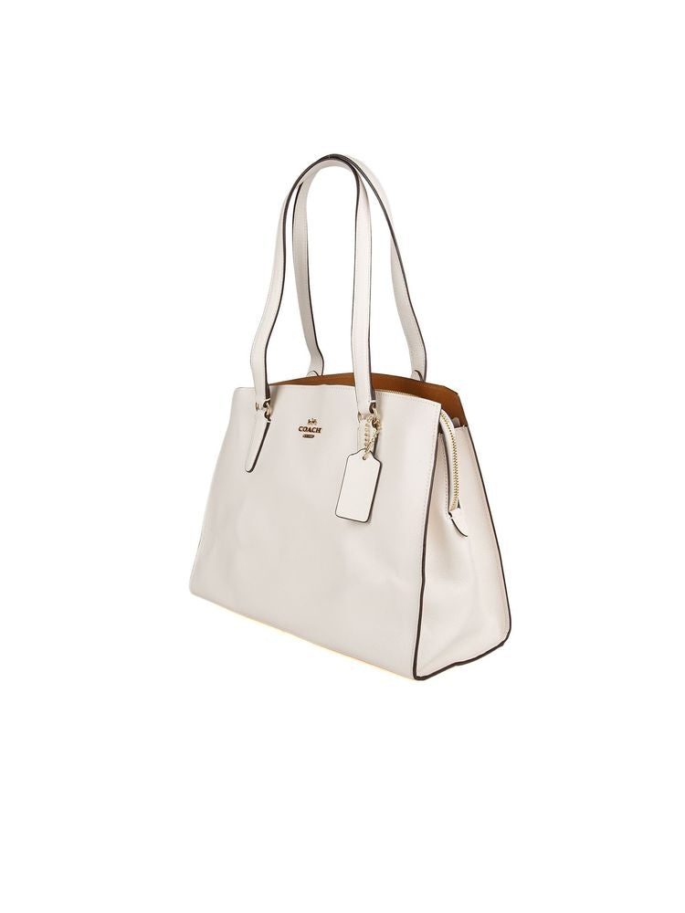 Coach Structured Leather Tote Bag — White