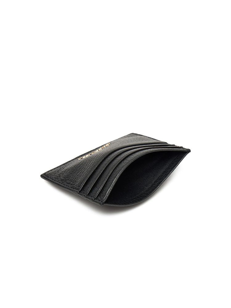 Coccinelle Grained Cowhide Card Case — Black Cases